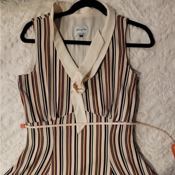 Vintage sailor Tie Front Stripped Swing A-Line Dress Sz M - Picture 8 of 8